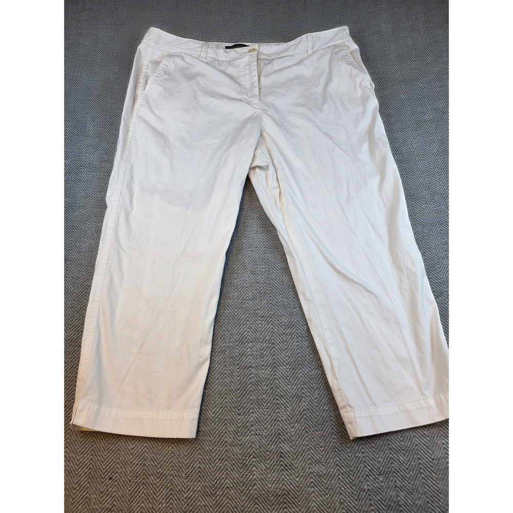 Talbots Signature White Cropped Chino Pants Women 14 Cotton Stretch Straight Leg